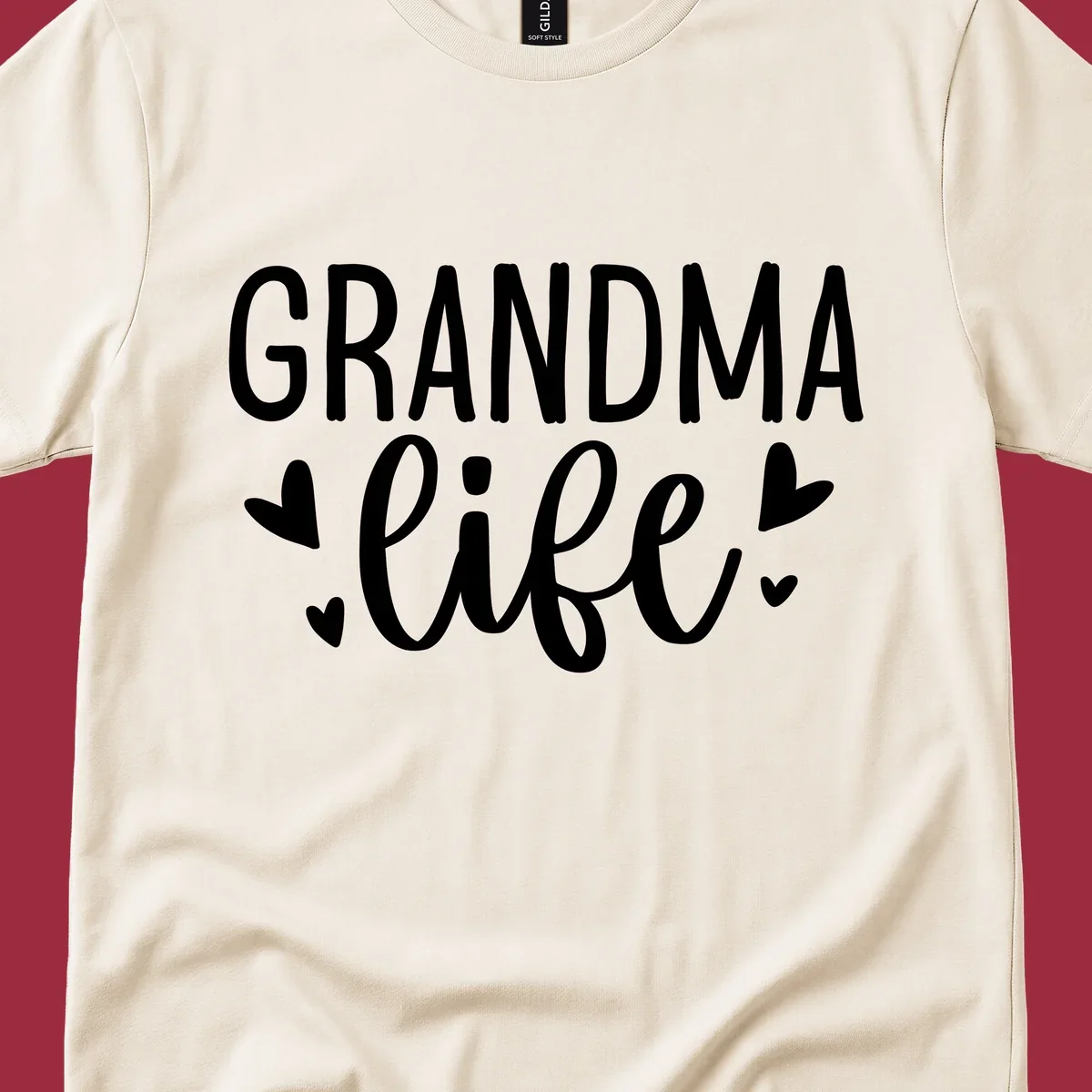 Grandma life text with heart graphics