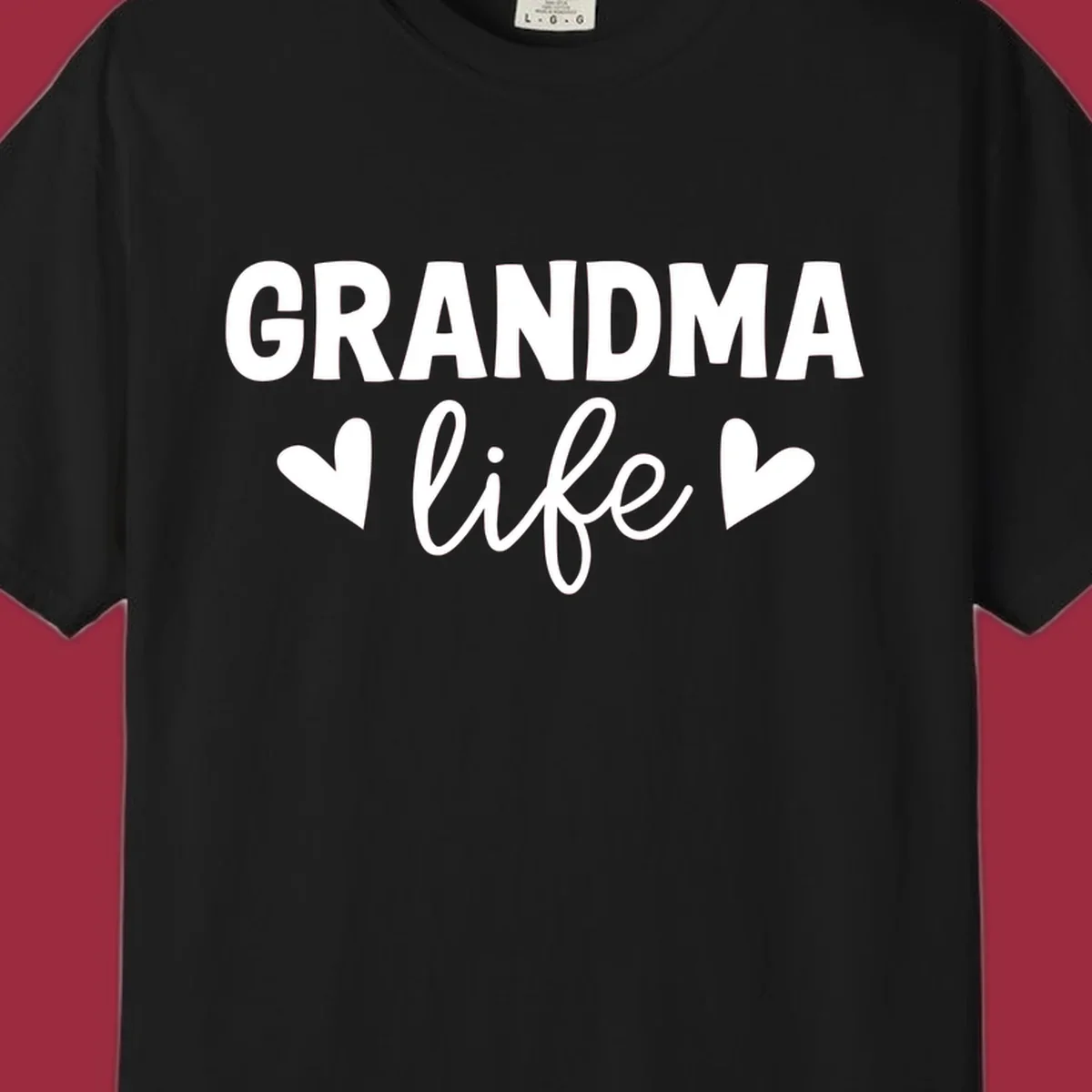 Grandma life text with hearts design
