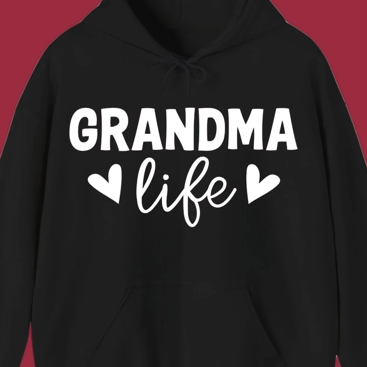 Grandma life text with hearts design