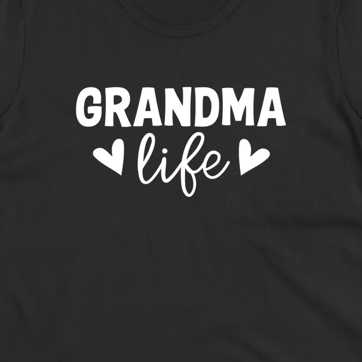 Grandma life text with hearts design