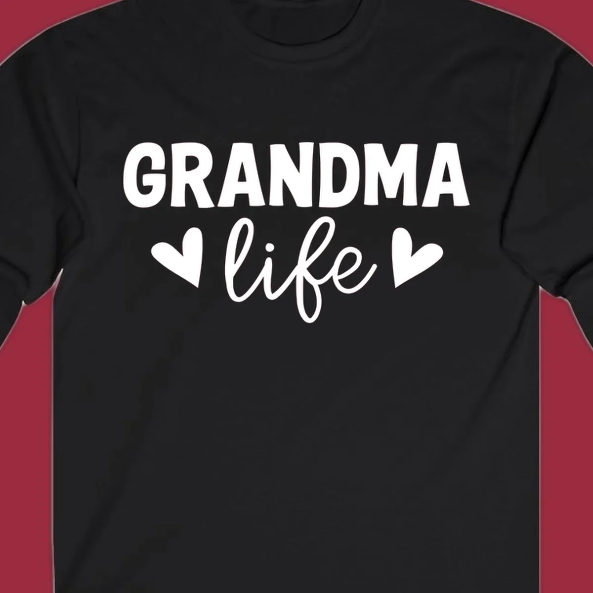 Grandma life text with hearts design