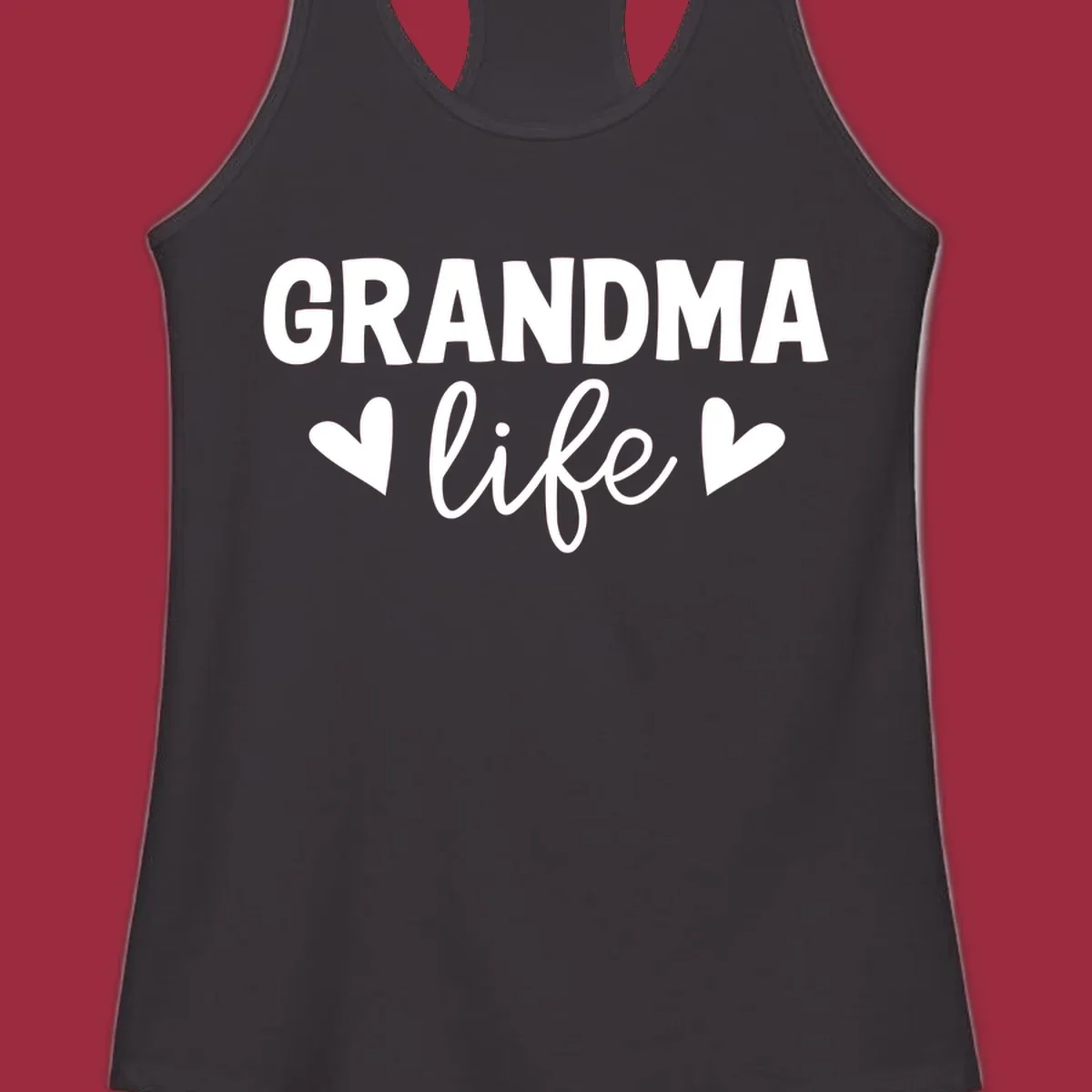 Grandma life text with hearts design
