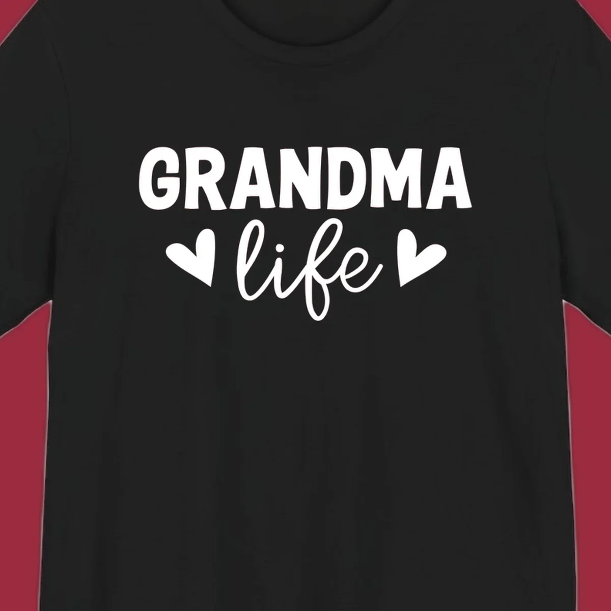 Grandma life text with hearts design