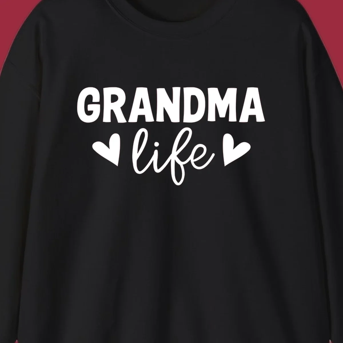 Grandma life text with hearts design