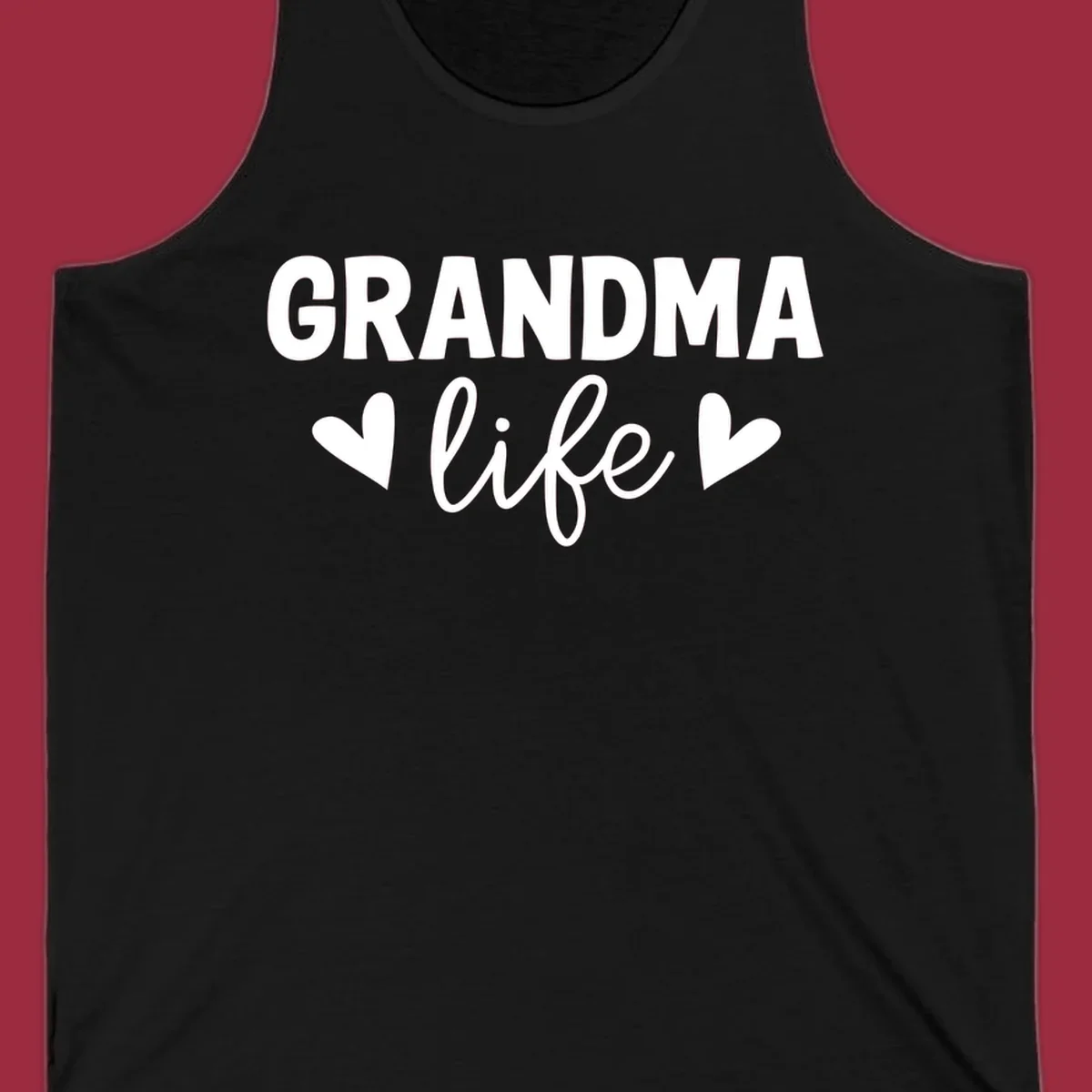 Grandma life text with hearts design