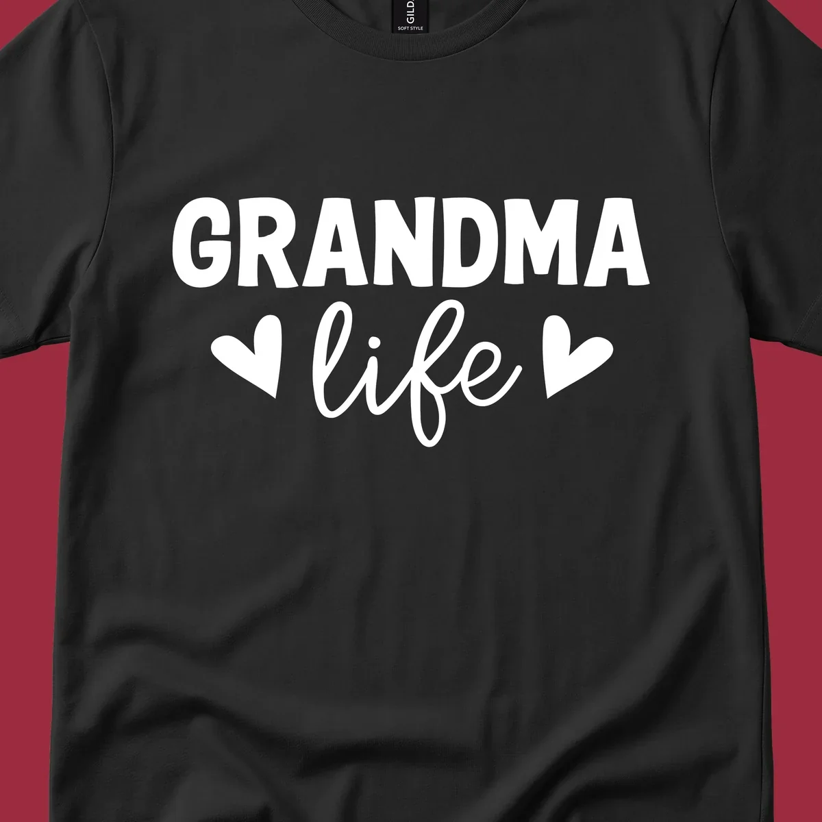 Grandma life text with hearts design