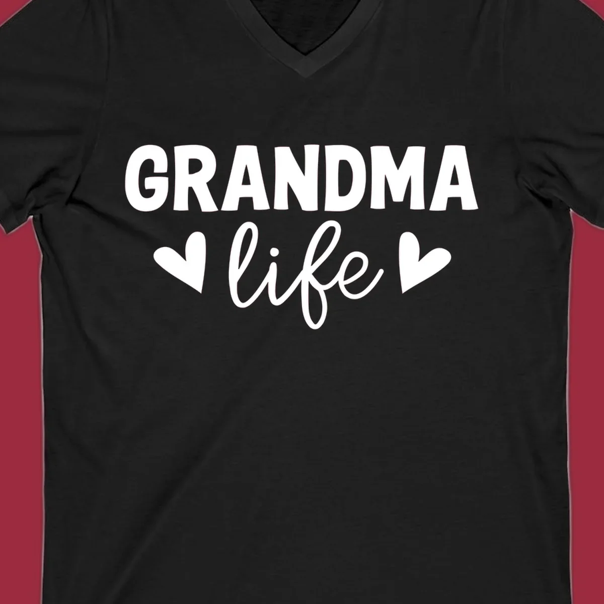 Grandma life text with hearts design