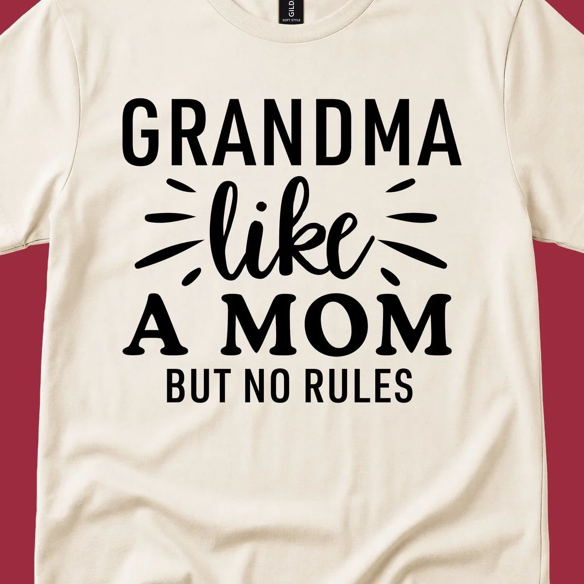 Grandma like a mom but no rules text design