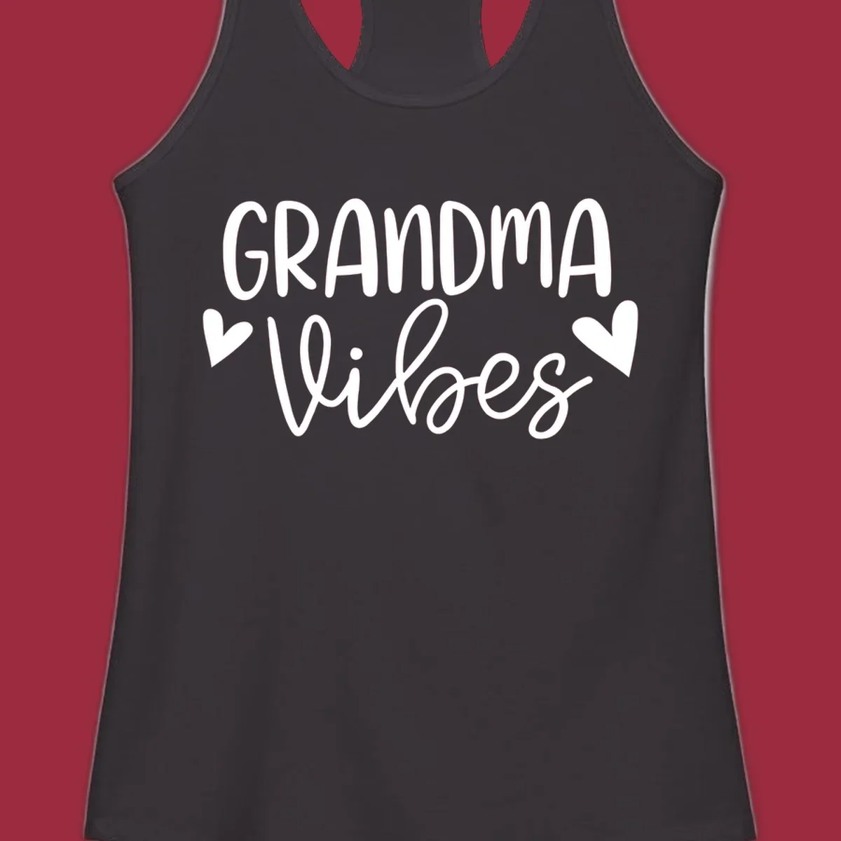 Grandma Vibes text with heart icons. Grandma-vibes.