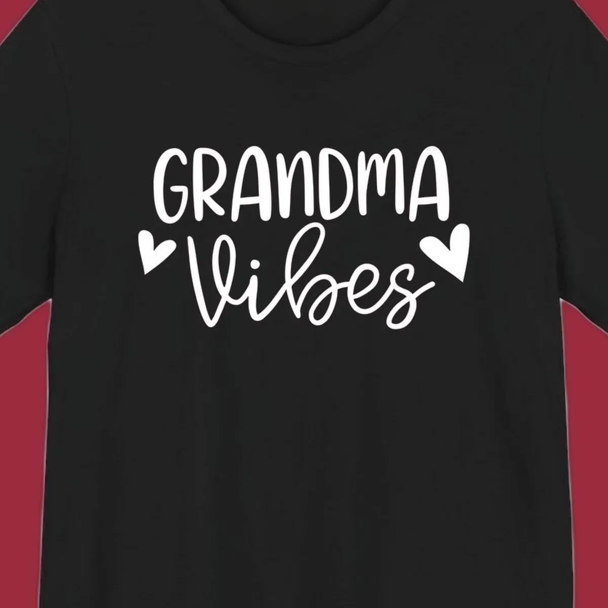 Grandma Vibes text with heart icons. Grandma-vibes.