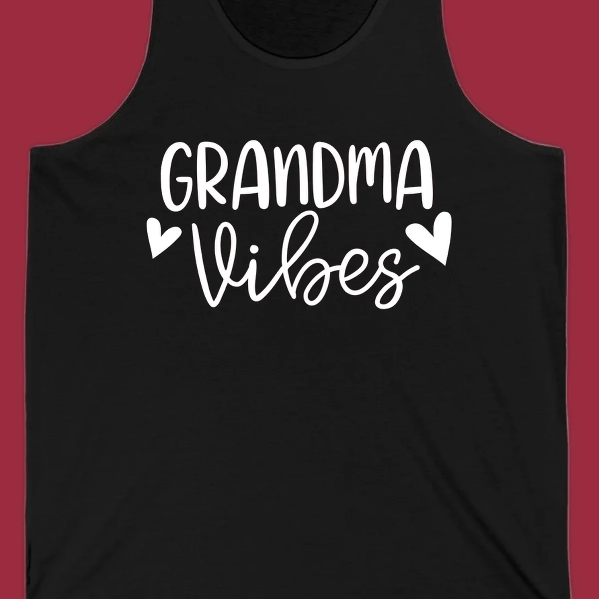 Grandma Vibes text with heart icons. Grandma-vibes.