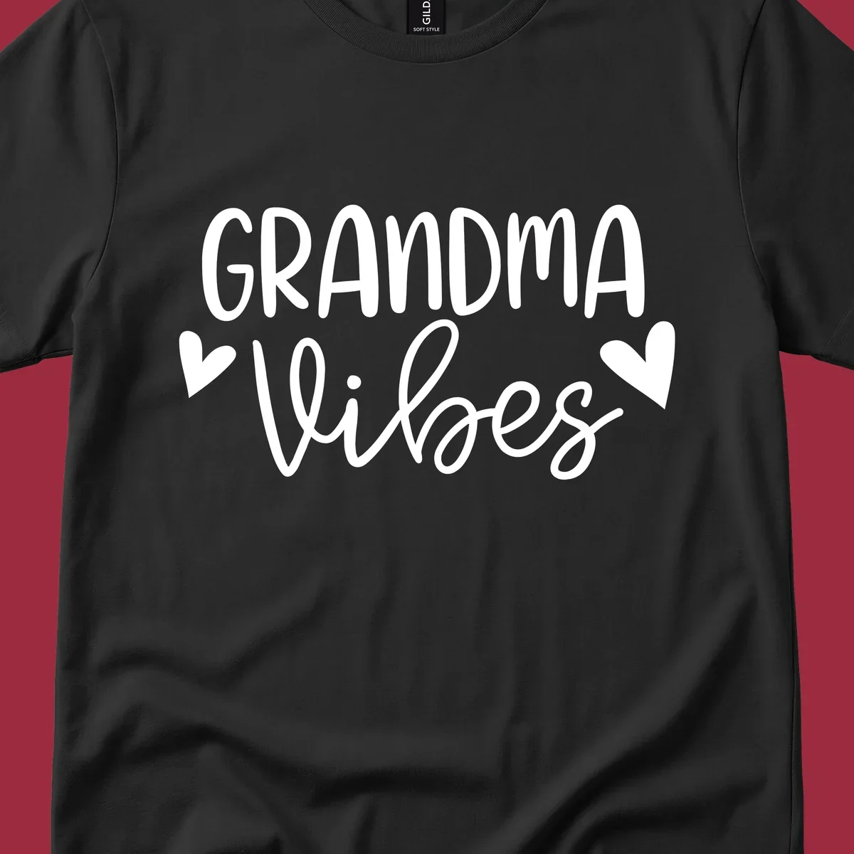 Grandma Vibes text with heart icons. Grandma-vibes.