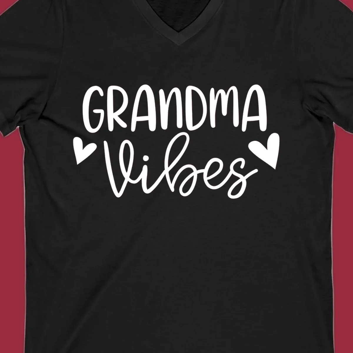 Grandma Vibes text with heart icons. Grandma-vibes.