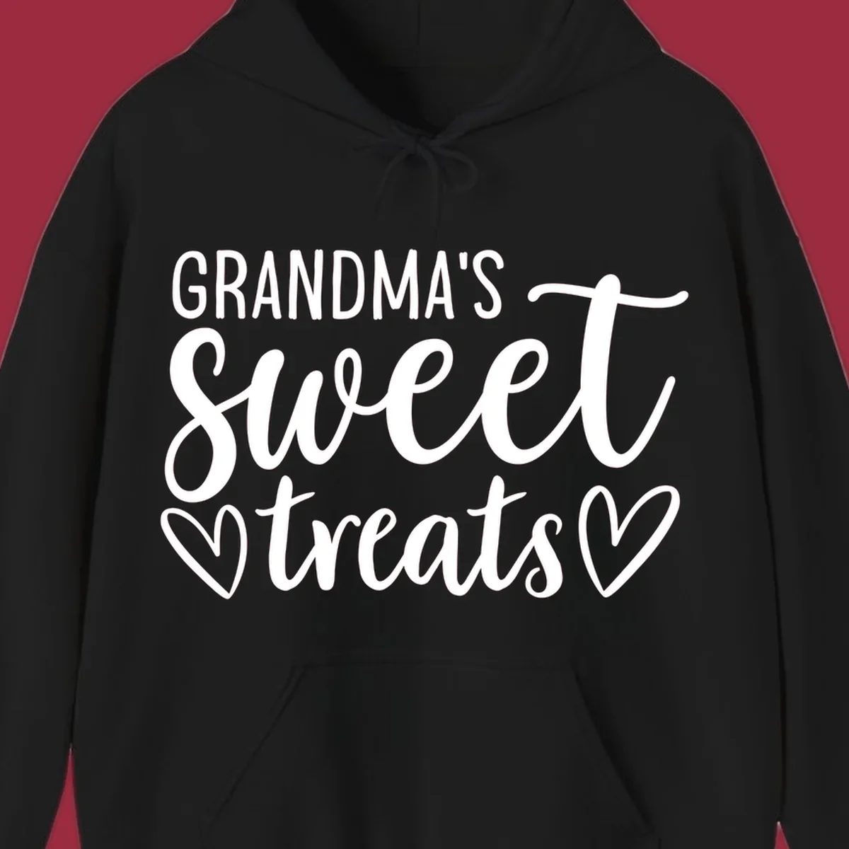 Grandma's Sweet Treats text design with heart outlines.