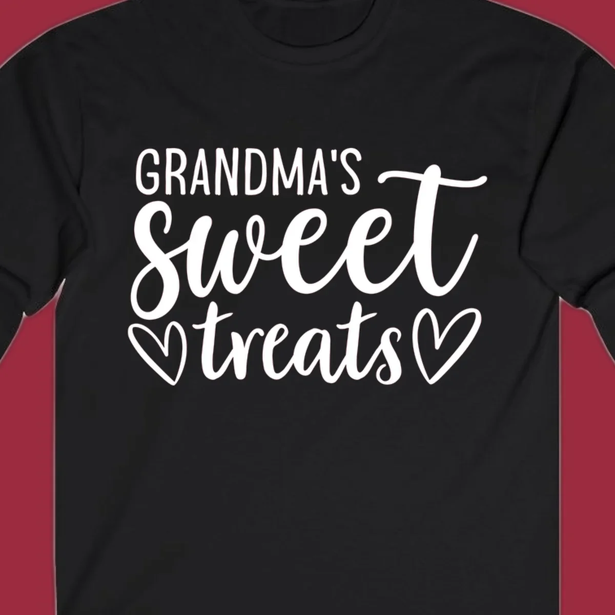 Grandma's Sweet Treats text design with heart outlines.