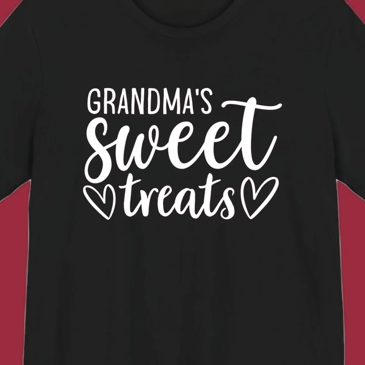 Grandma's Sweet Treats text design with heart outlines.