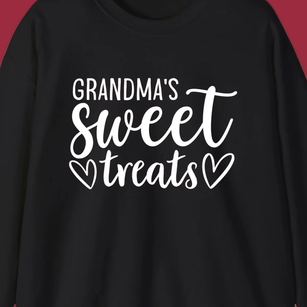 Grandma's Sweet Treats text design with heart outlines.