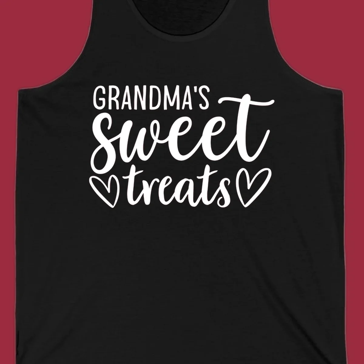 Grandma's Sweet Treats text design with heart outlines.