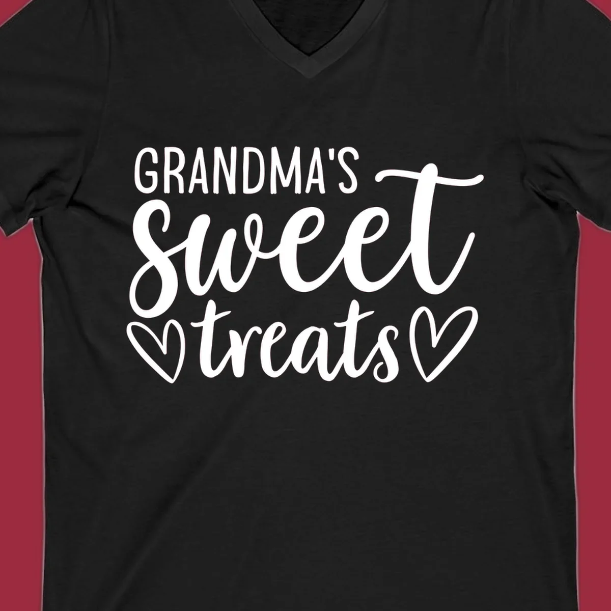 Grandma's Sweet Treats text design with heart outlines.