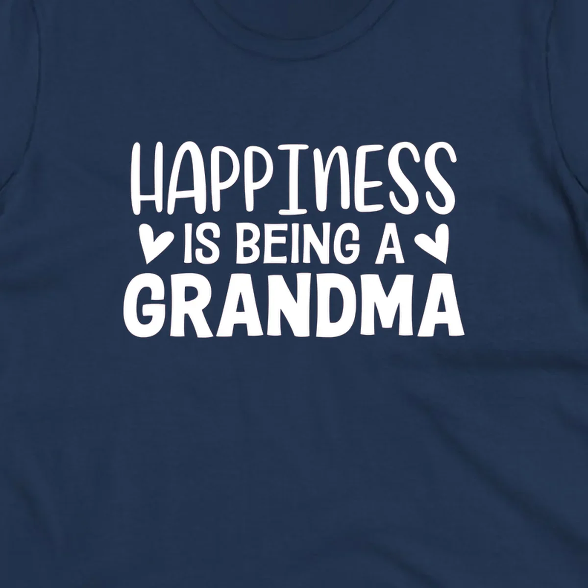 Happiness is being a grandma quote with hearts graphic.