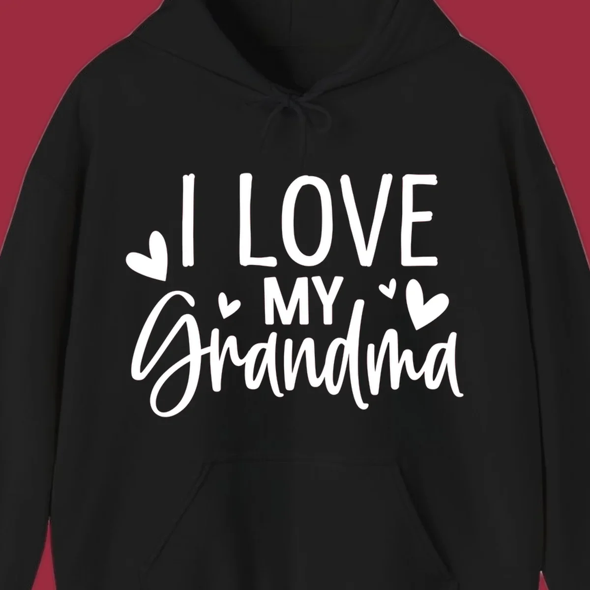 I Love My Grandma text with hearts graphic