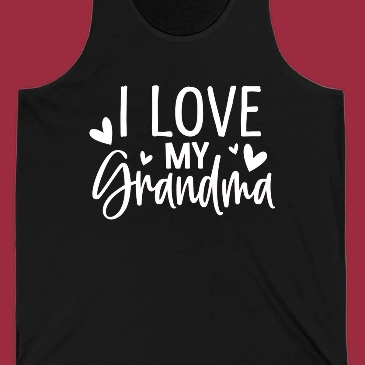I Love My Grandma text with hearts graphic