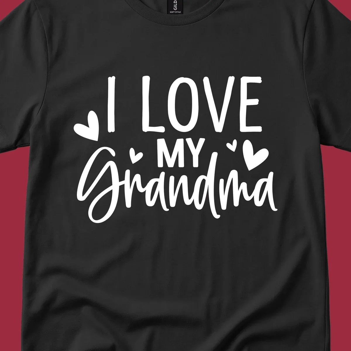I Love My Grandma text with hearts graphic