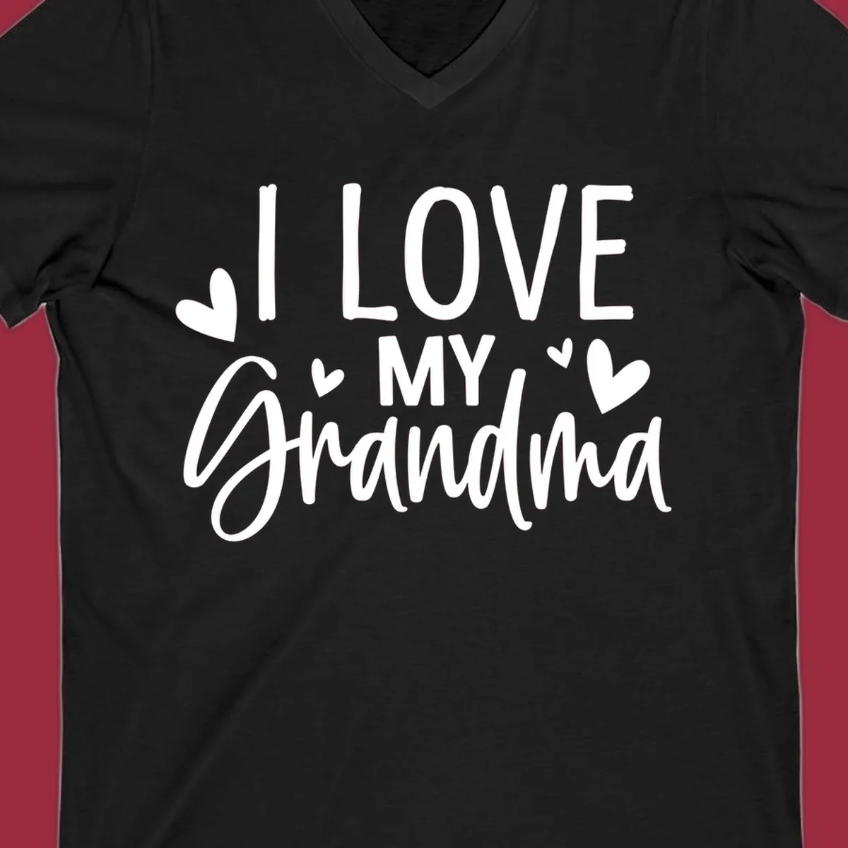 I Love My Grandma text with hearts graphic