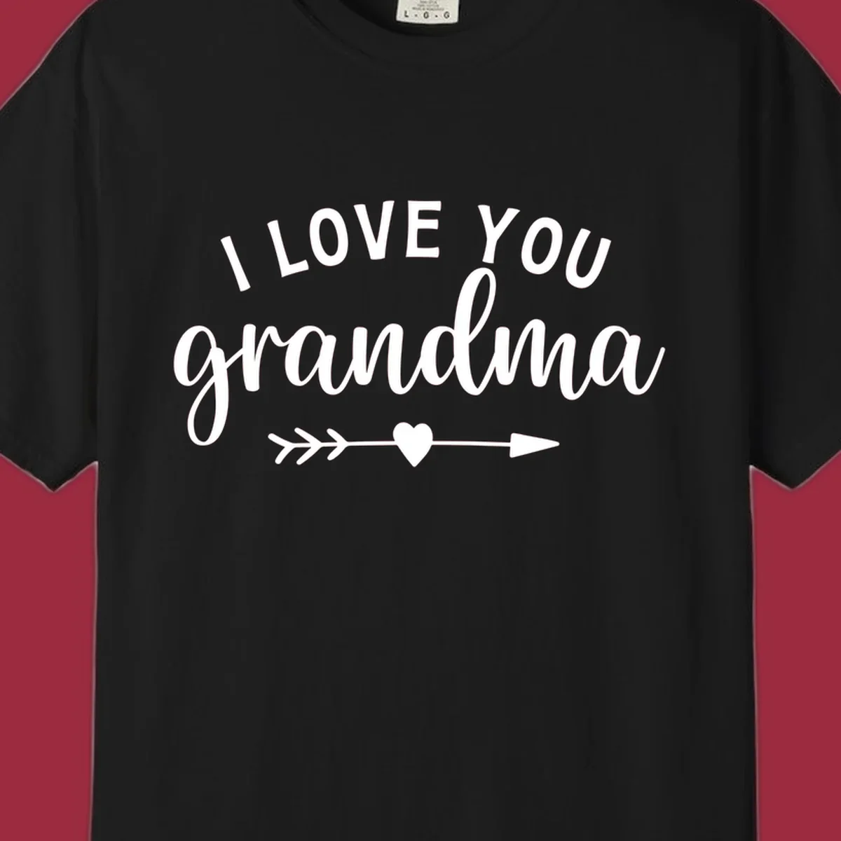 I Love You Grandma text with heart and arrow graphic