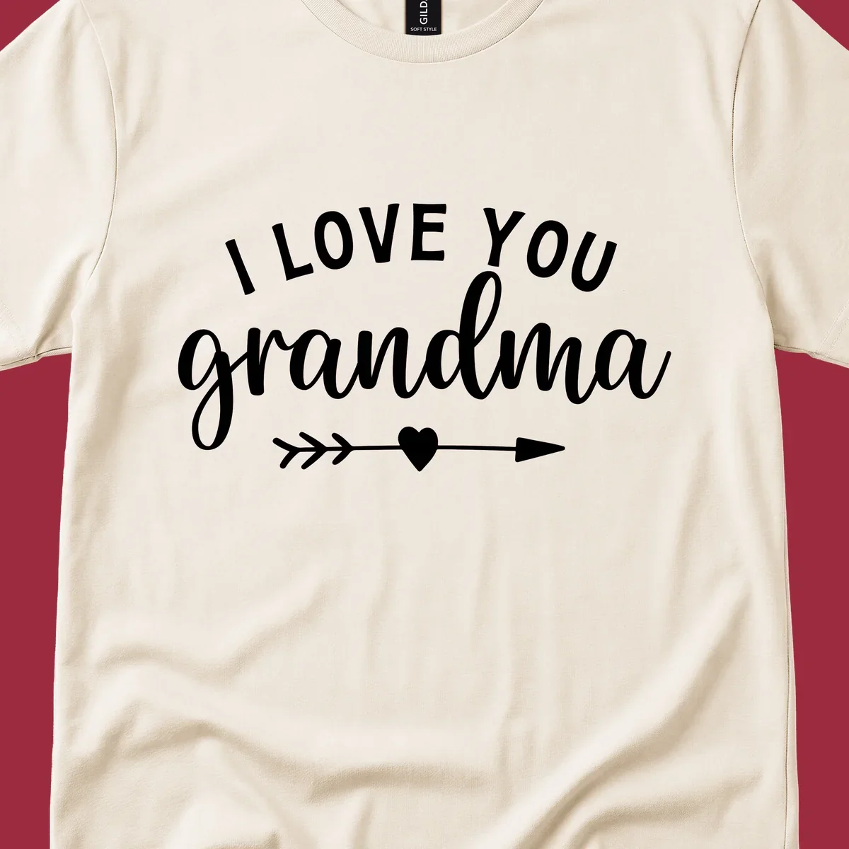 I Love You Grandma text with heart and arrow graphic