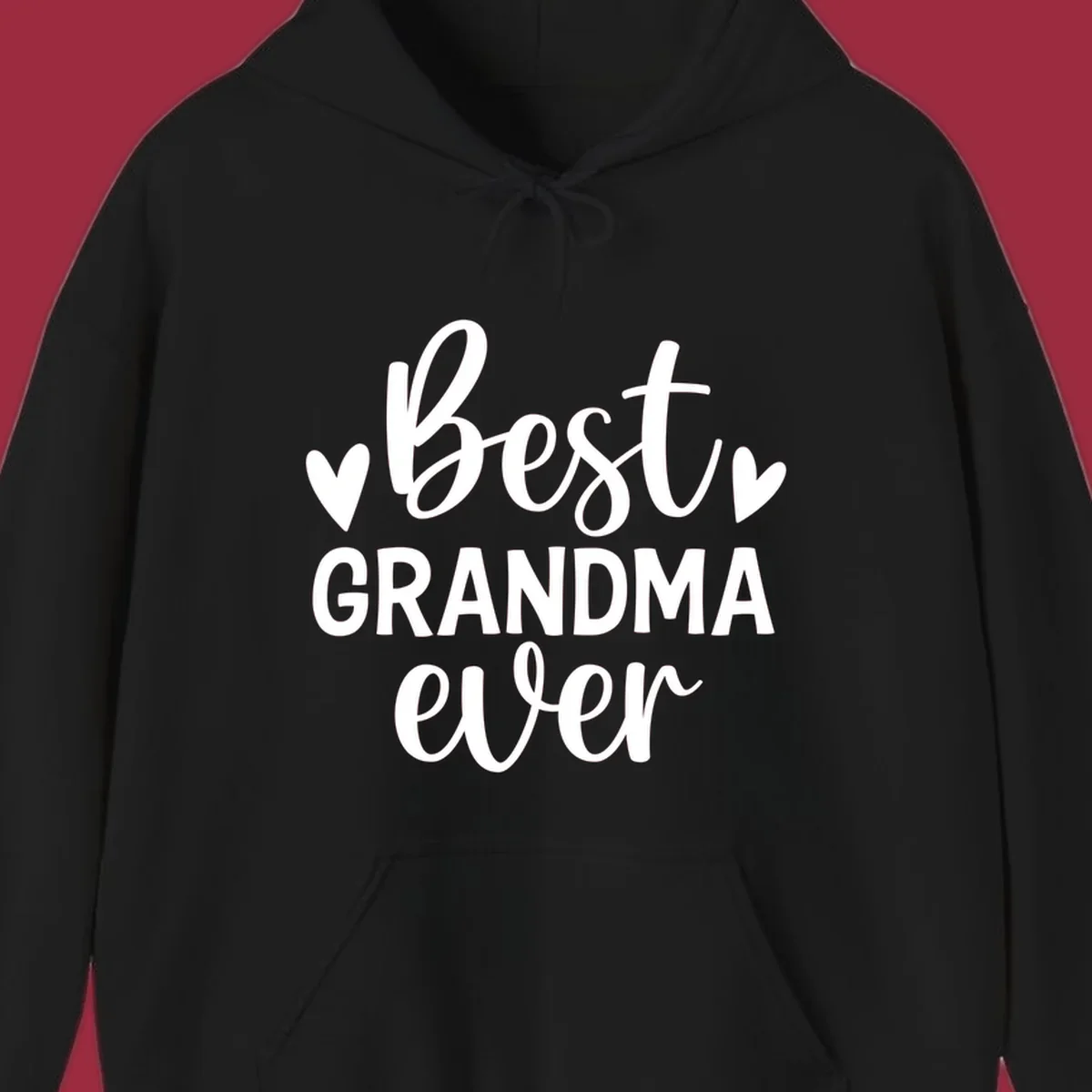 Best Grandma Ever typography design with hearts.