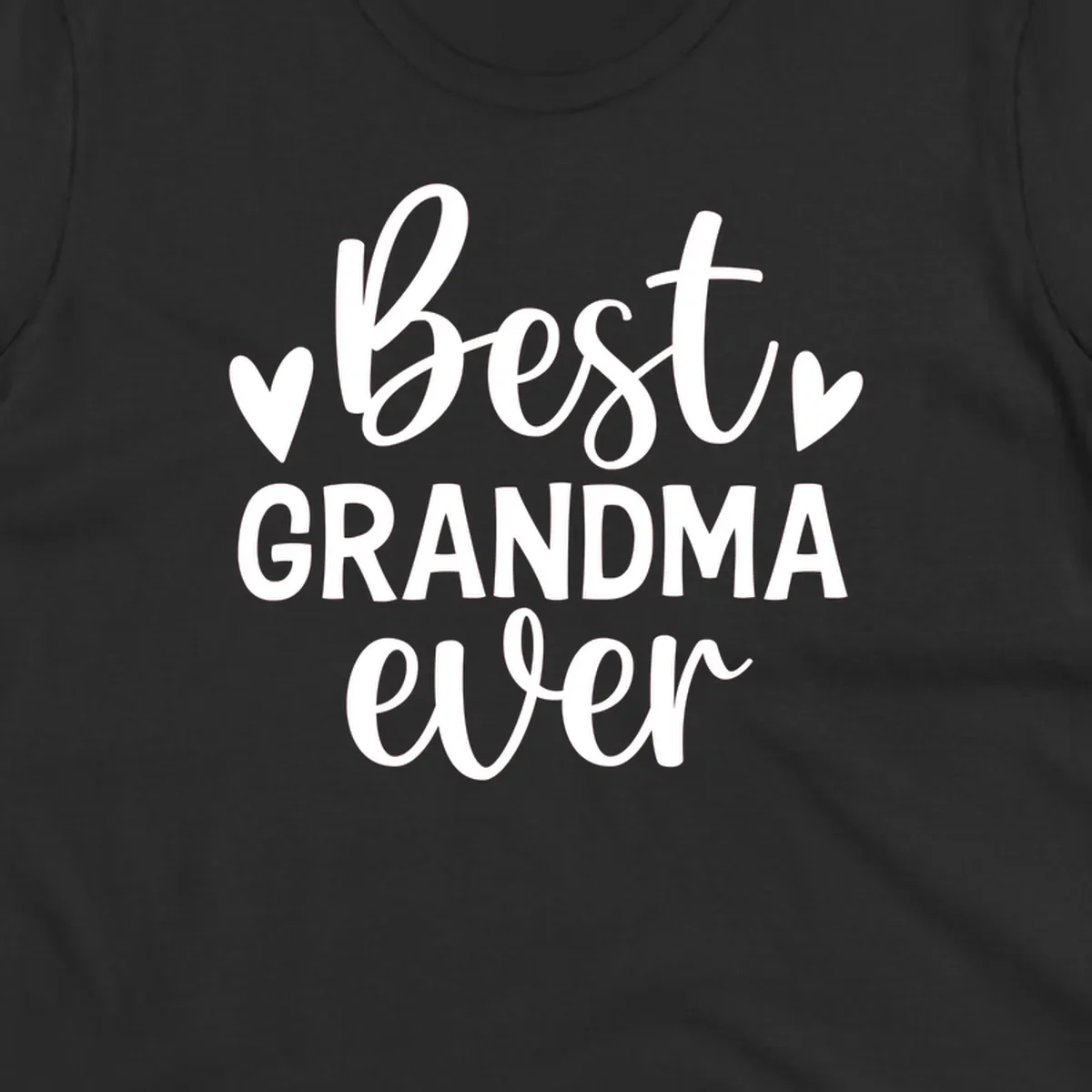 Best Grandma Ever typography design with hearts.