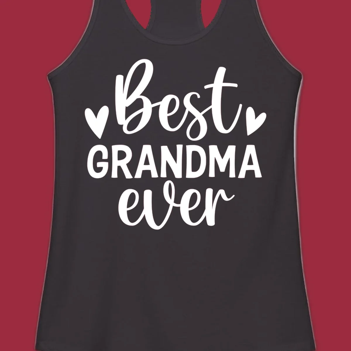 Best Grandma Ever typography design with hearts.