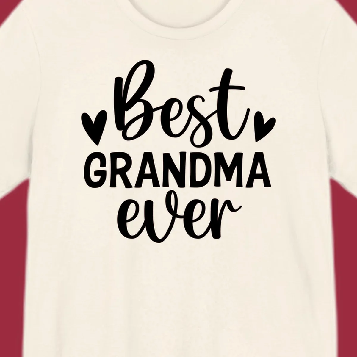 Best Grandma Ever typography design with hearts.