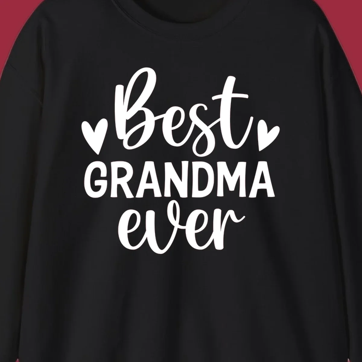 Best Grandma Ever typography design with hearts.