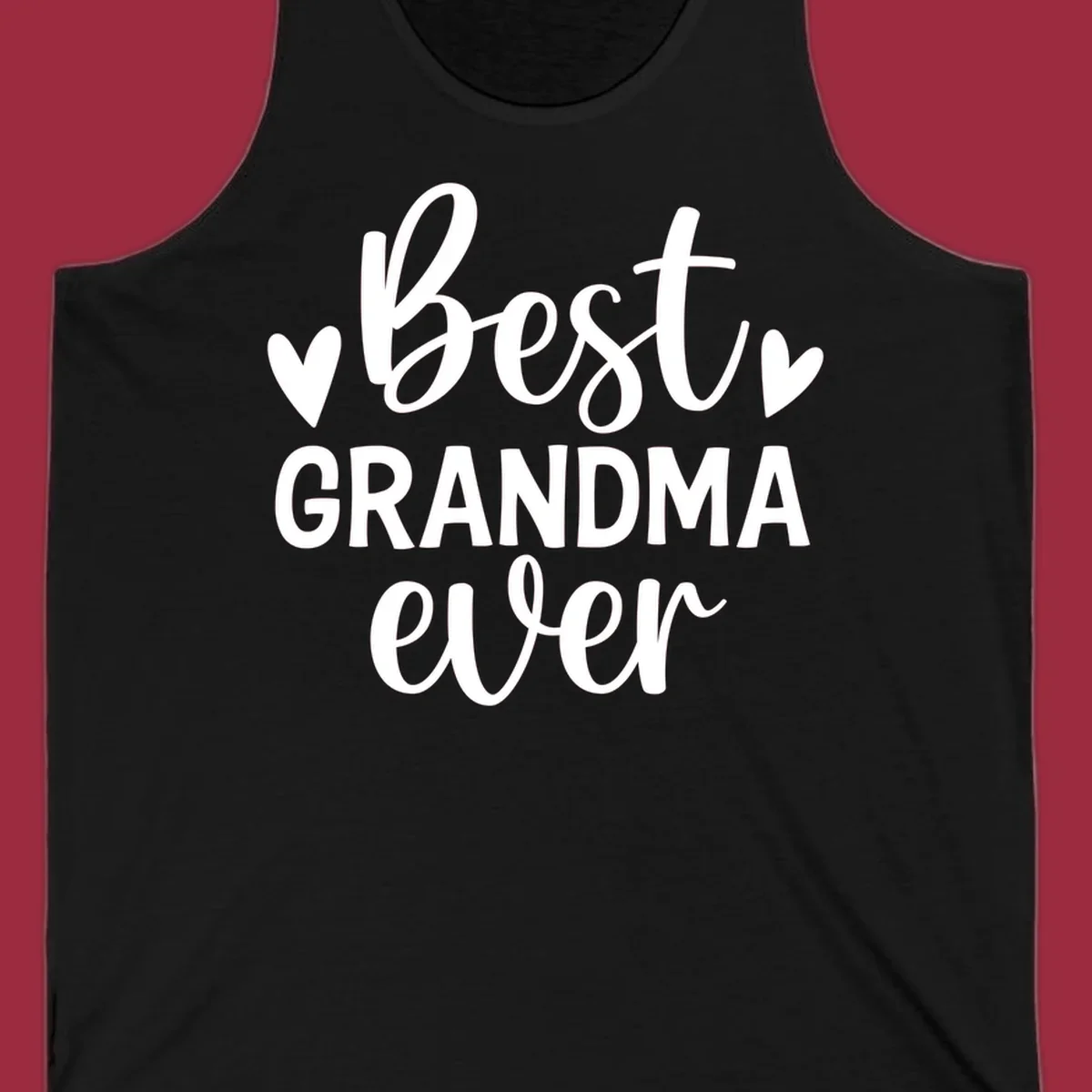 Best Grandma Ever typography design with hearts.