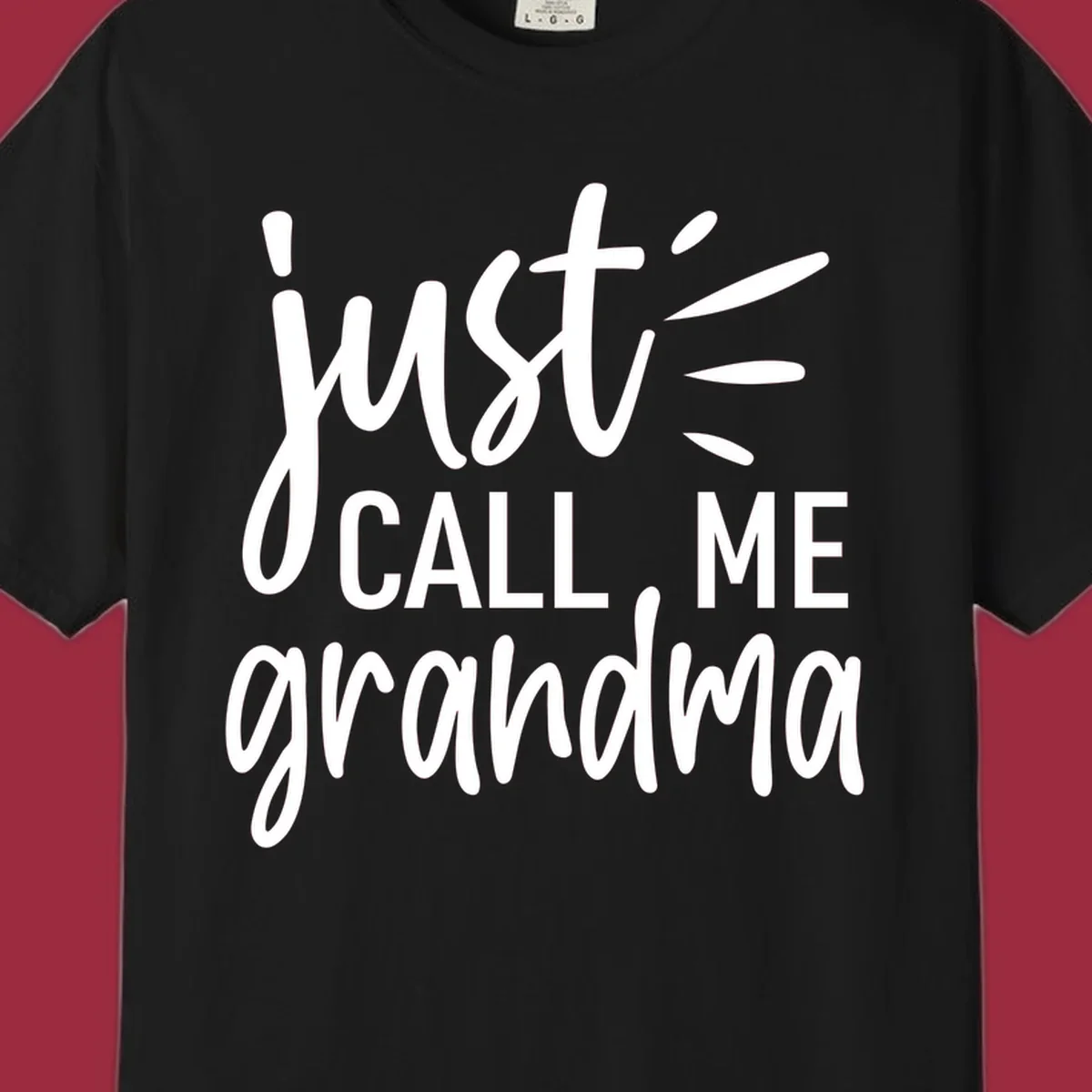 Call me grandma typography design with script and block fonts.