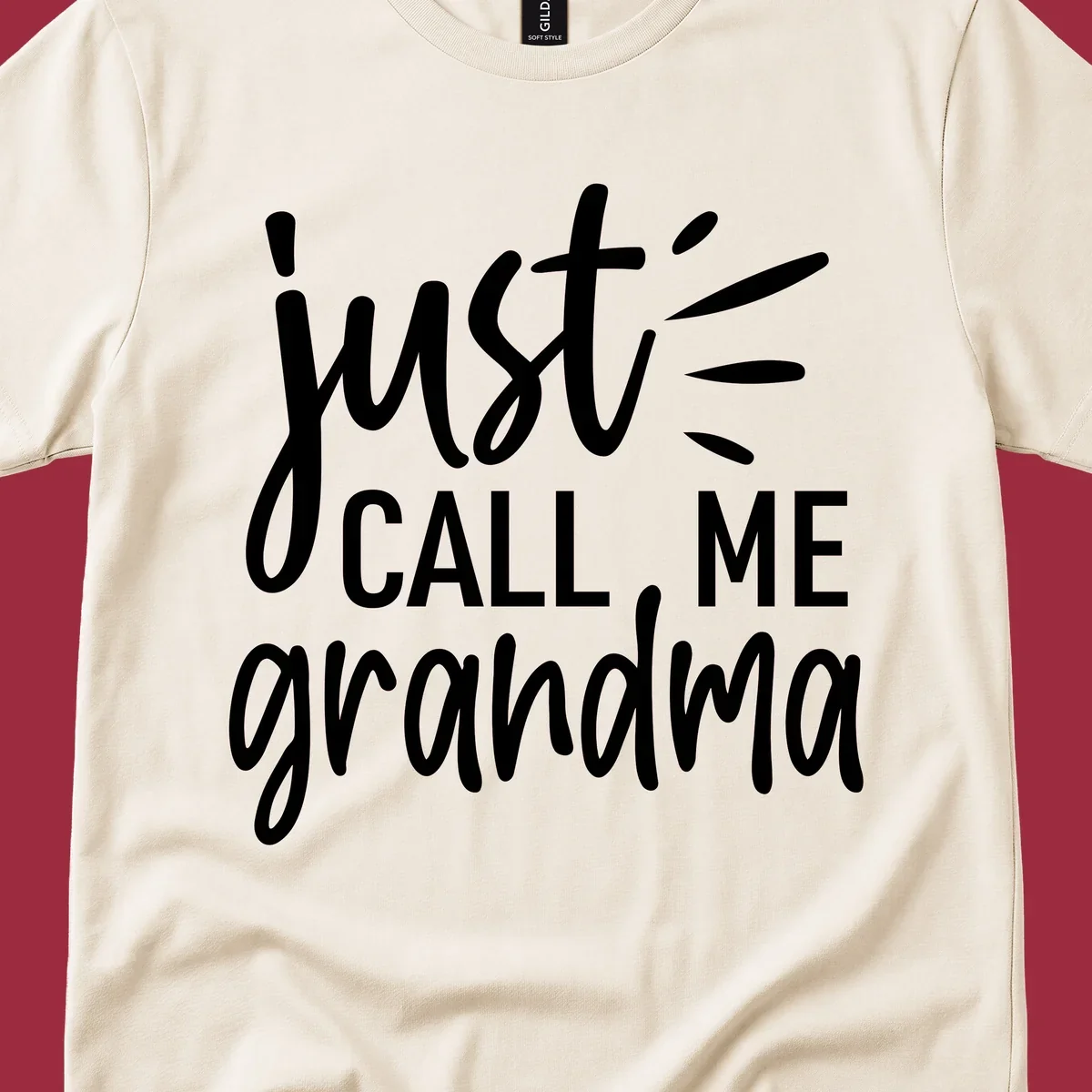 Call me grandma typography design with script and block fonts.