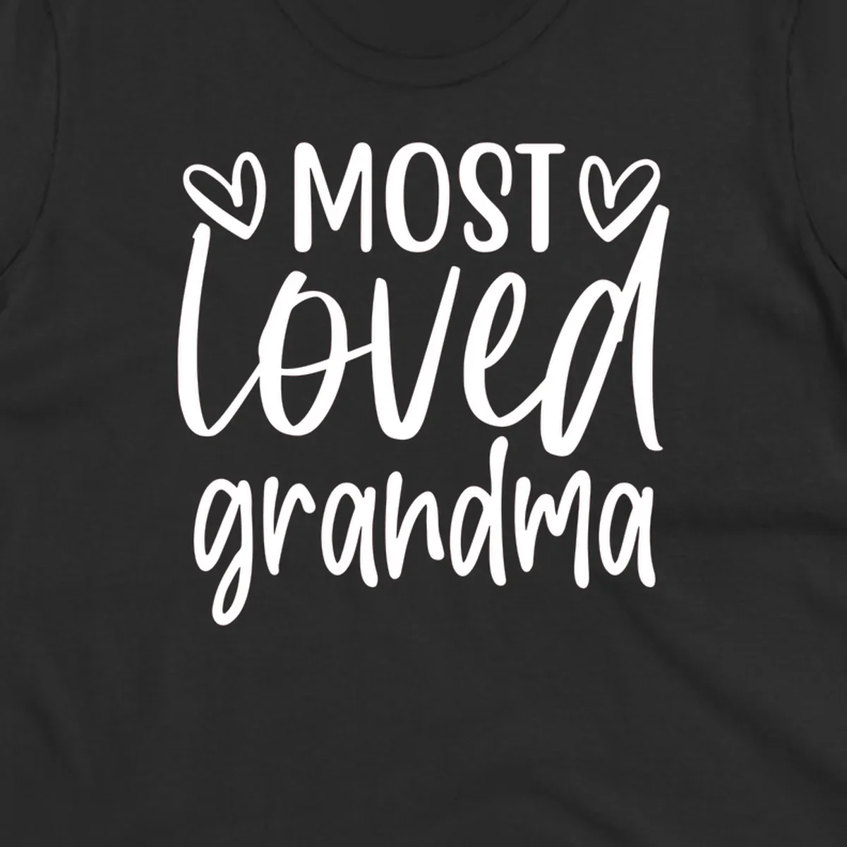 Most loved grandma typography design with hearts.