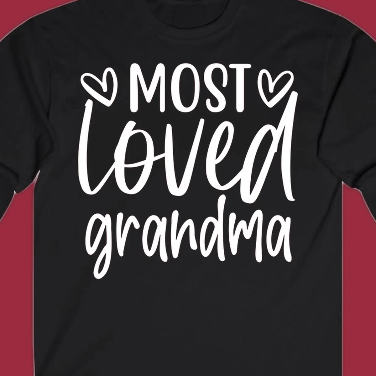 Most loved grandma typography design with hearts.