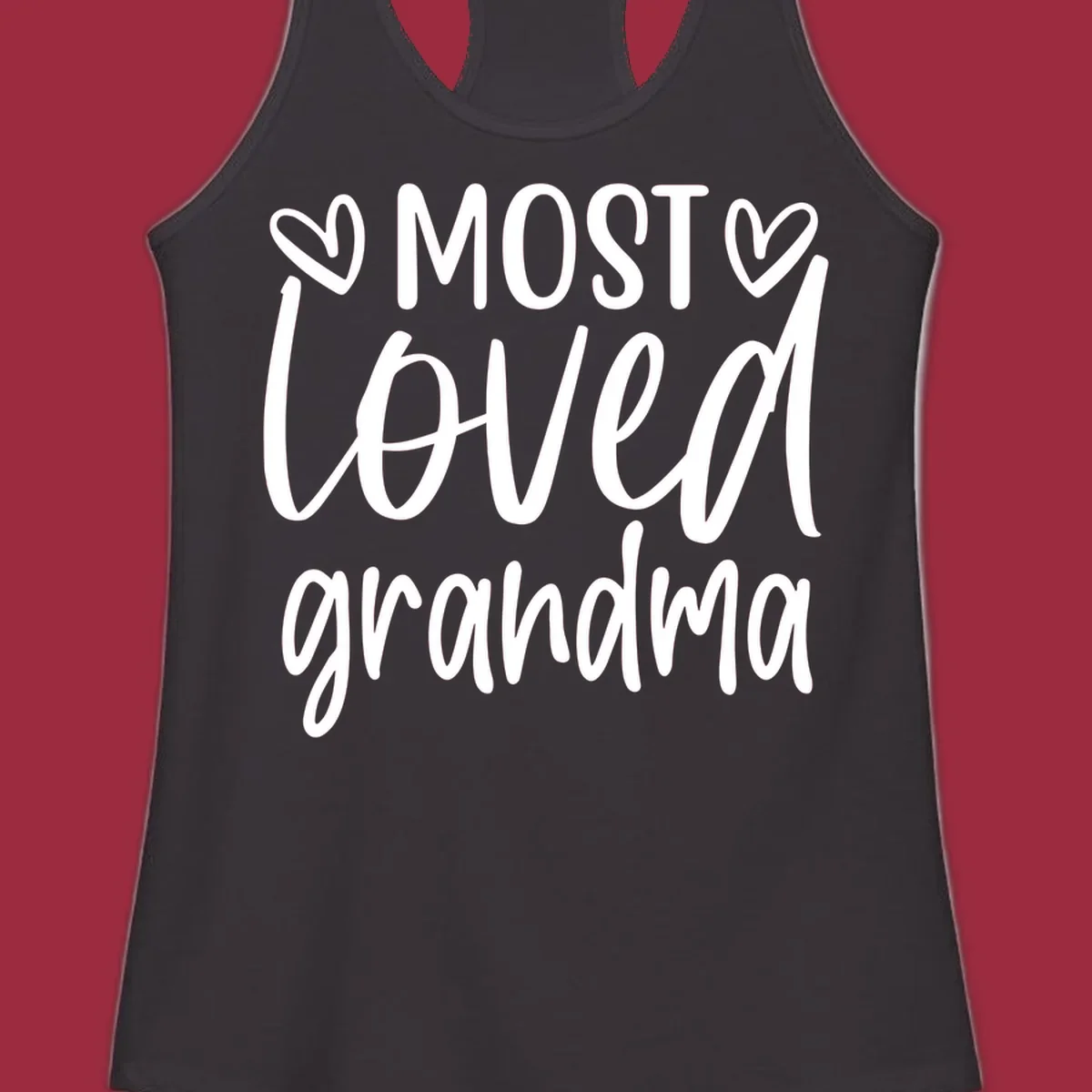 Most loved grandma typography design with hearts.