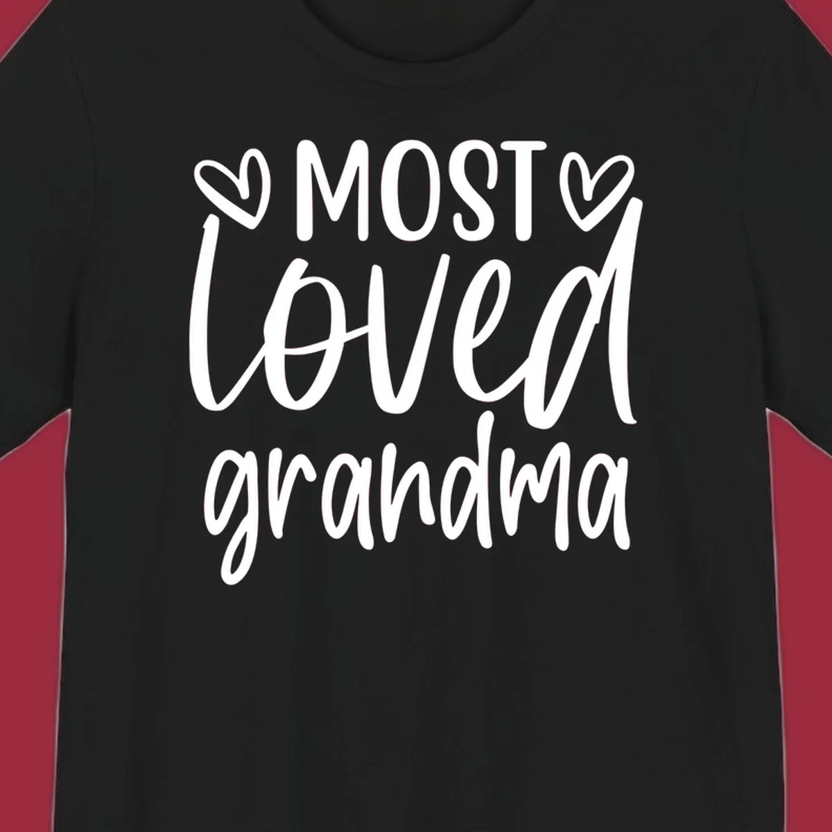 Most loved grandma typography design with hearts.