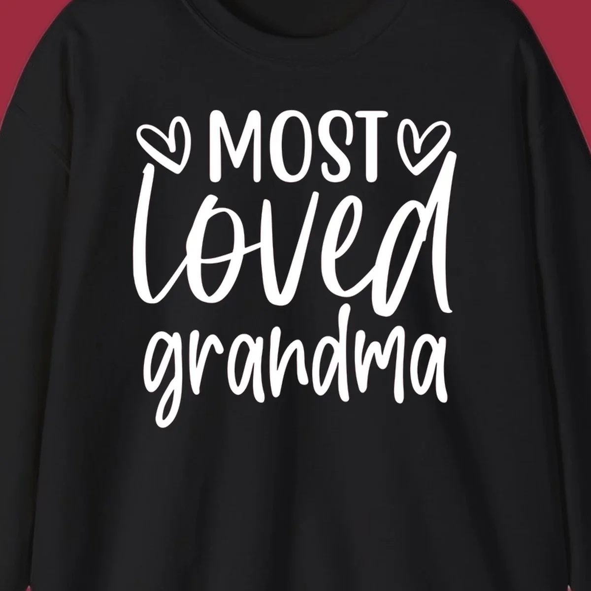 Most loved grandma typography design with hearts.