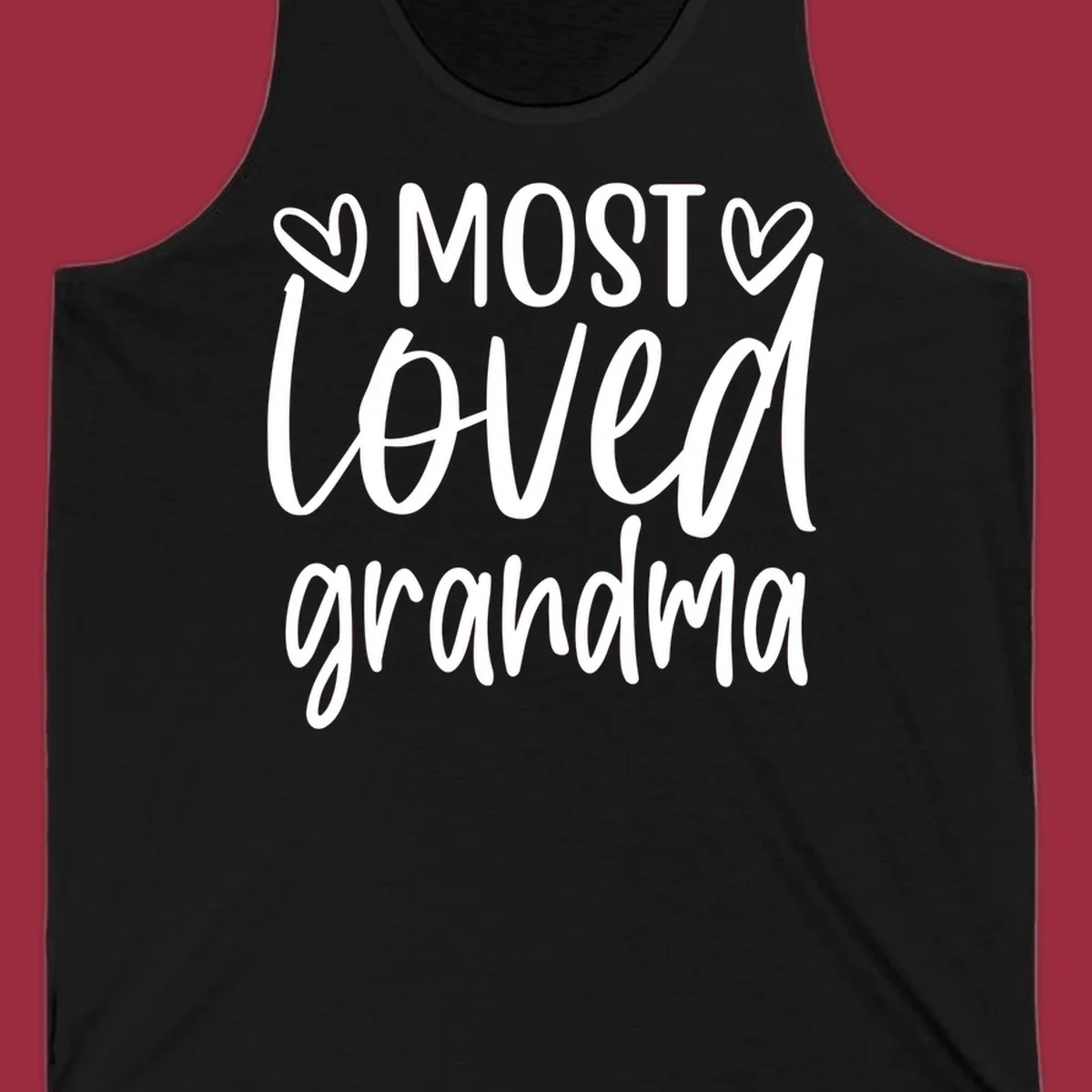 Most loved grandma typography design with hearts.