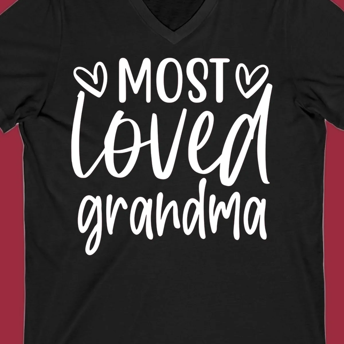 Most loved grandma typography design with hearts.