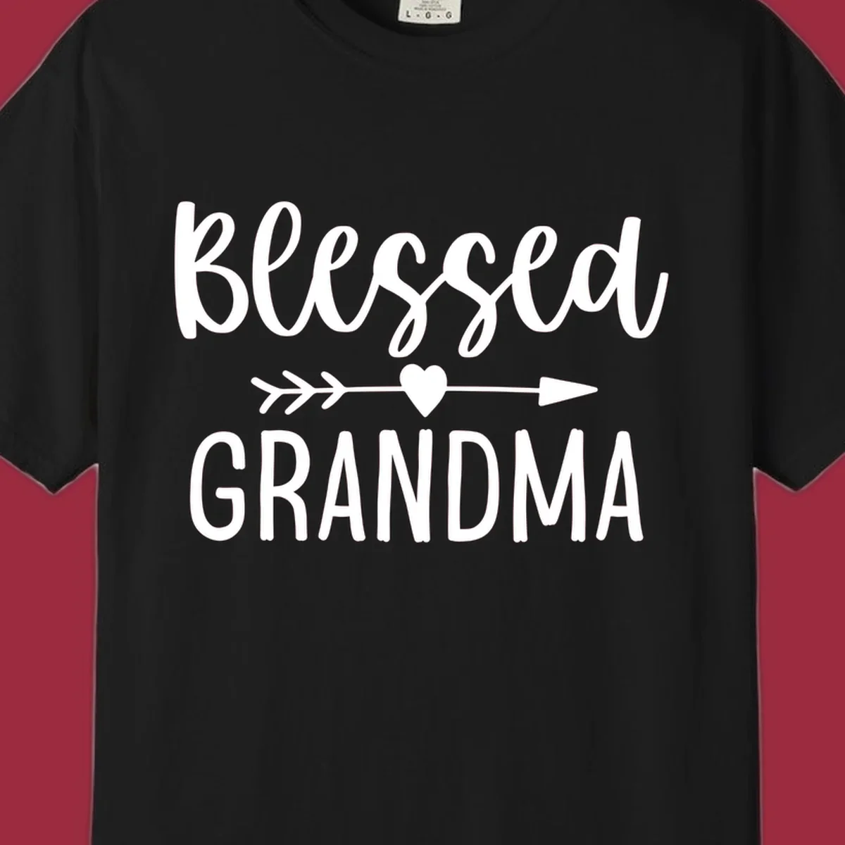 Blessed Grandma text with arrow and heart graphic