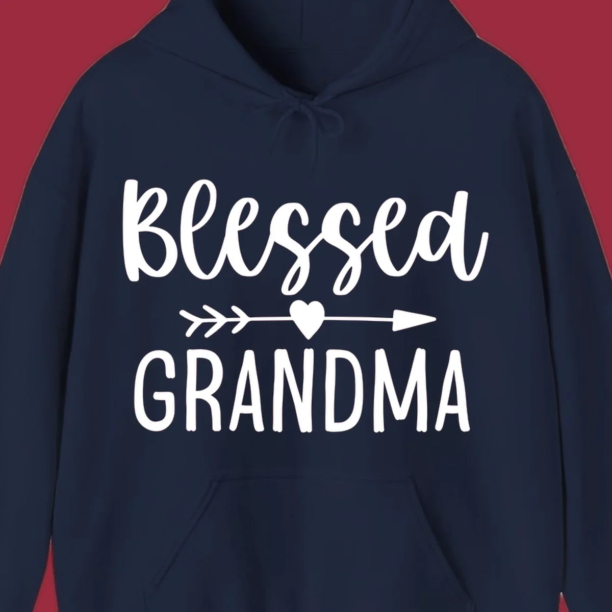 Blessed Grandma text with arrow and heart graphic