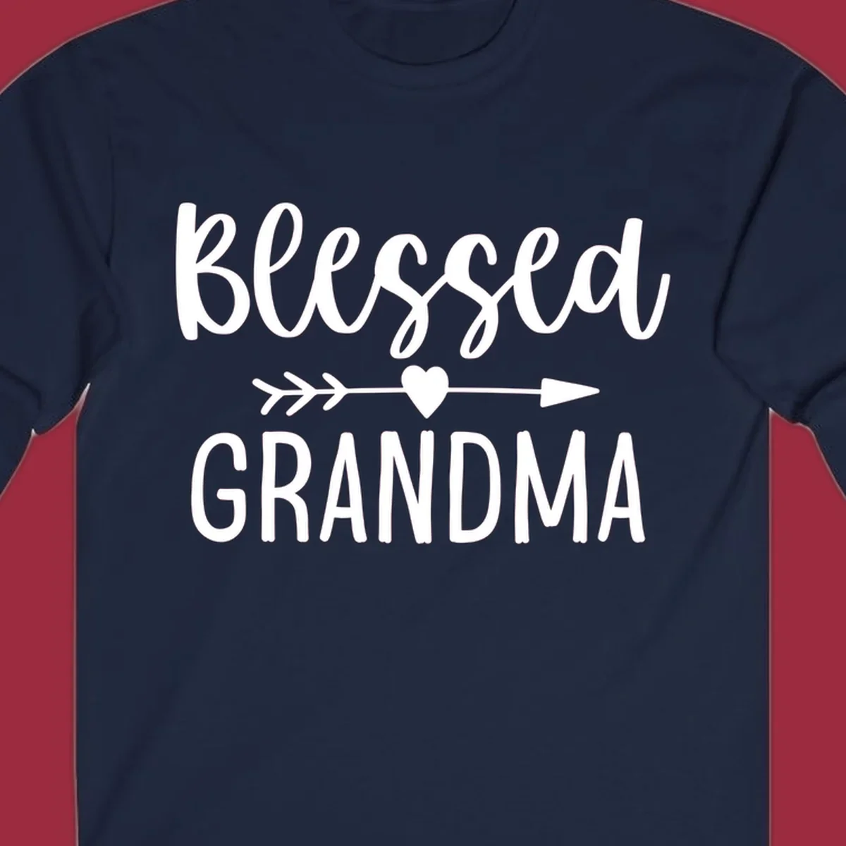 Blessed Grandma text with arrow and heart graphic