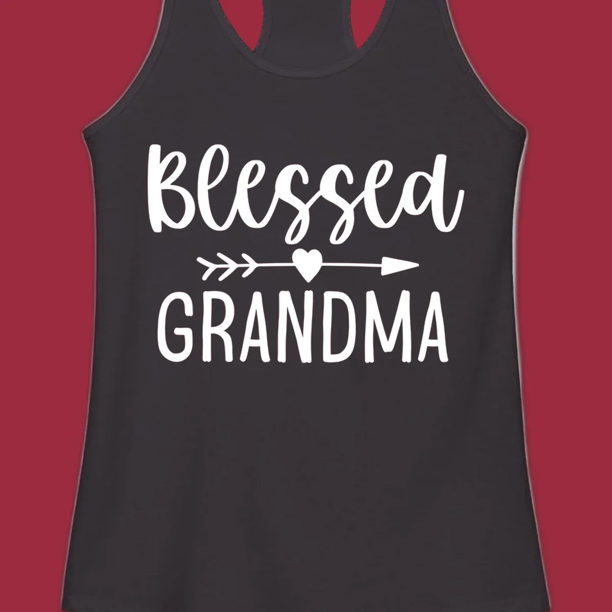 Blessed Grandma text with arrow and heart graphic