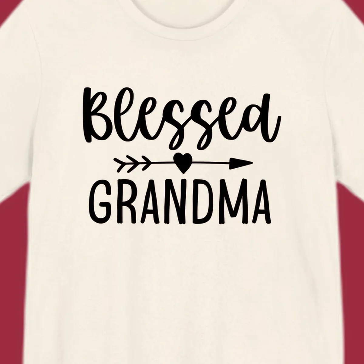 Blessed Grandma text with arrow and heart graphic